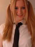 Naughty schoolgirl! Bad, bad Kristin strips outta her schoolgirl uniform so you can see her boobies and pussy!