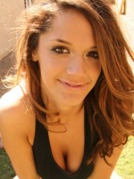 Brittanys works up a sweat in the backyard exercising topless